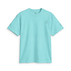 SparkyCA Logo Tee in Tiffany Blue — front flat lay with chest logo and matching sleeve print