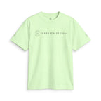Mint green SparkyCA t-shirt, flat lay front view