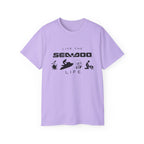 Live the Sea-Doo Life Tee in Orchid — front view flat lay