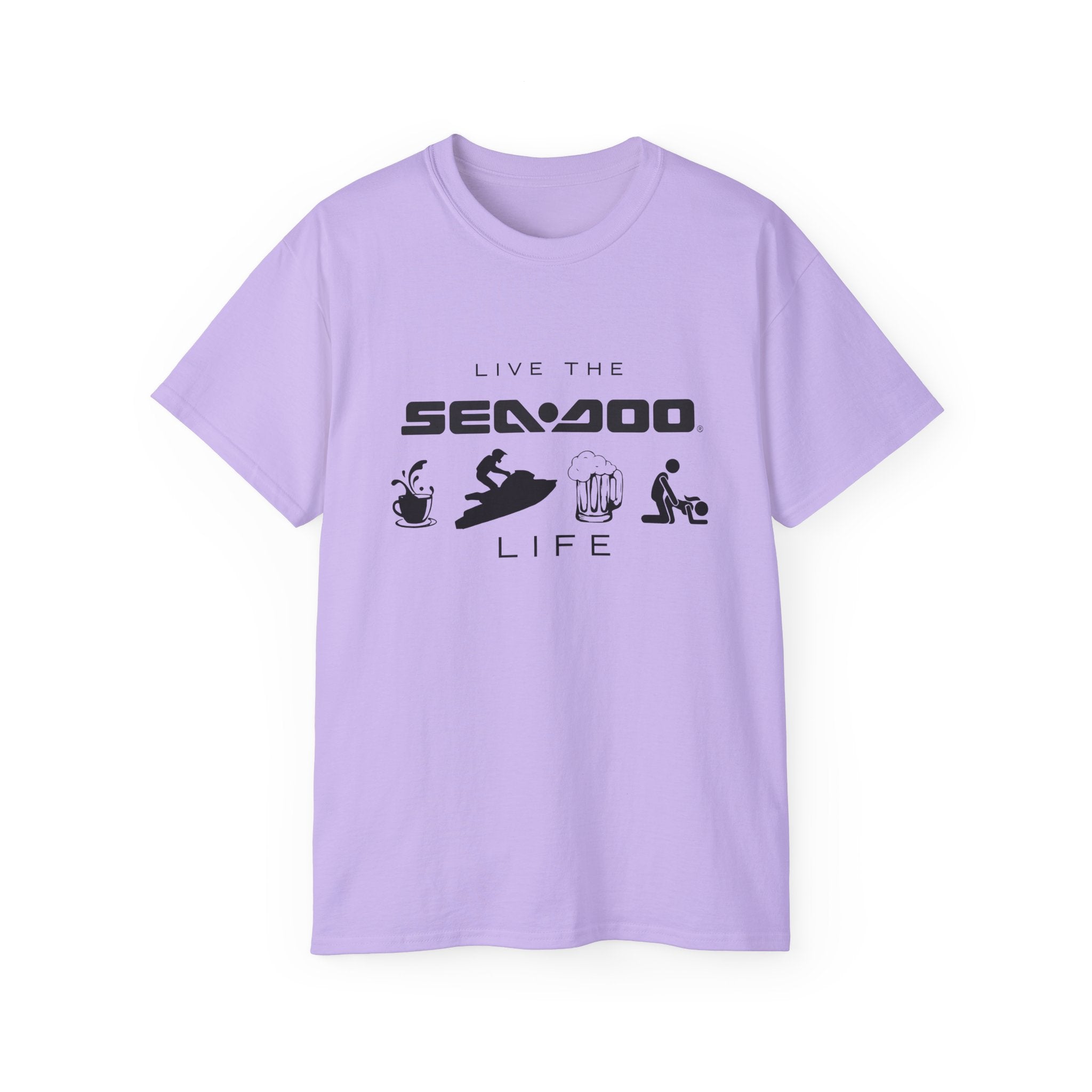 Live the Sea-Doo Life Tee in Orchid — front view flat lay
