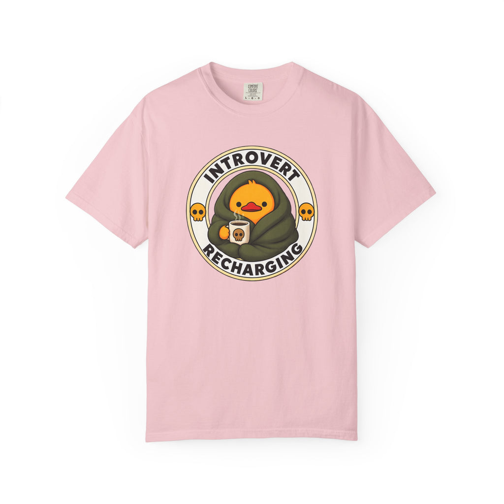 Introvert Duck Tee in Blossom — front flat lay with graphic print