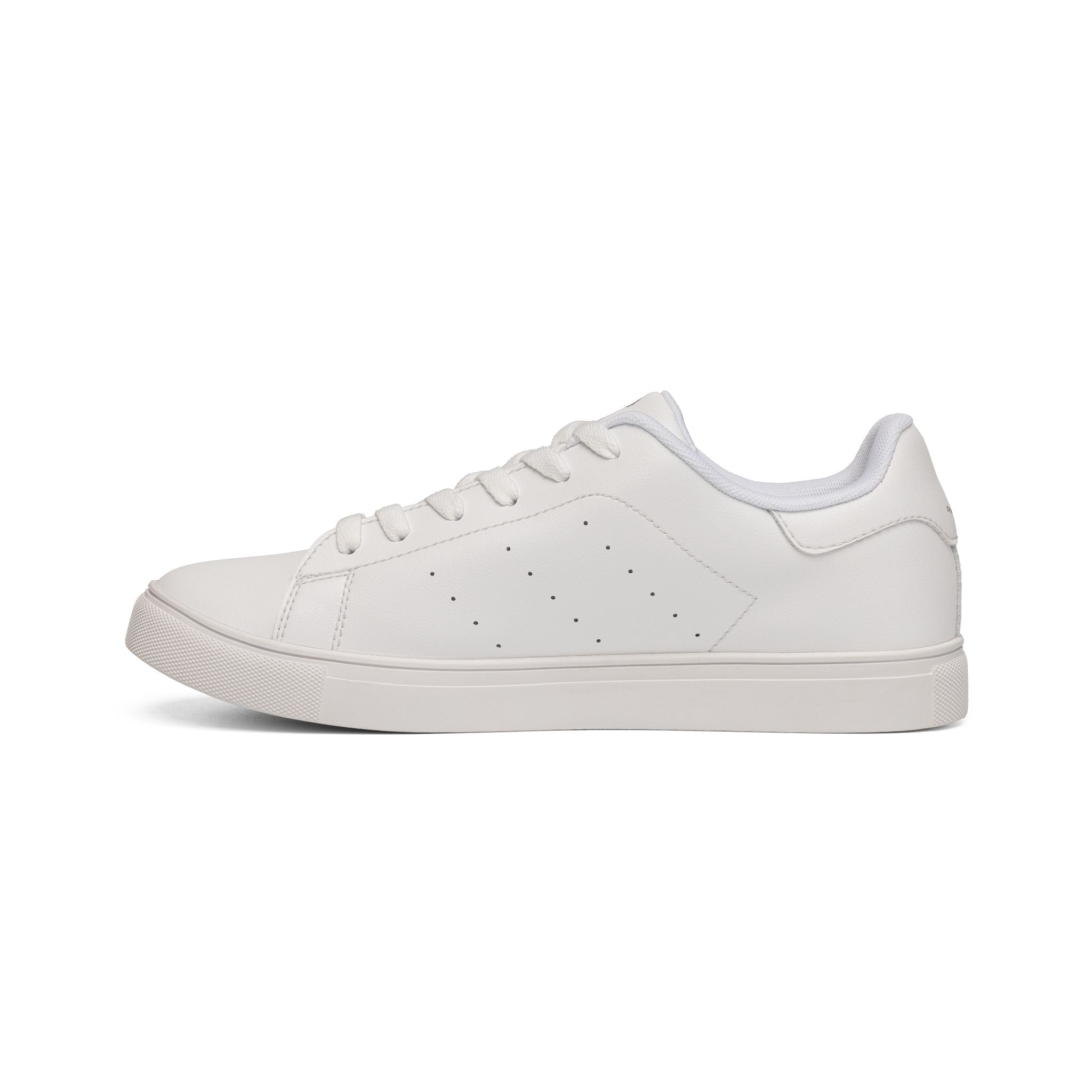 Women's White Leather Sneakers — Minimal Casual Low-Top Shoe with Subtle 'S' Logo