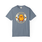 I Choose Violence Duck Tee in Blue Jean — front flat lay with graphic print