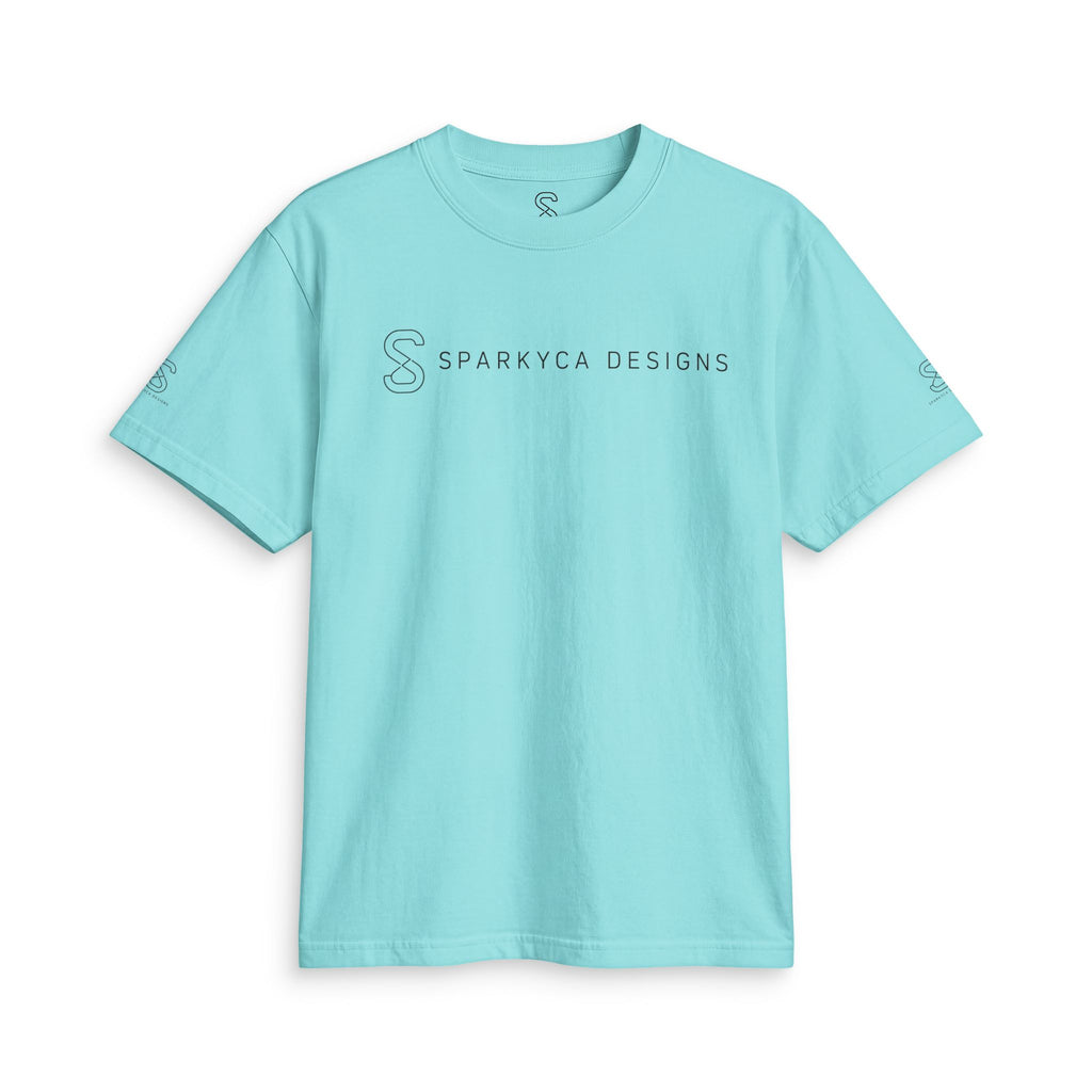 Tiffany blue SparkyCA t-shirt, flat lay front view