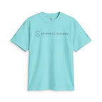 Tiffany blue SparkyCA t-shirt, flat lay front view