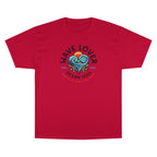 Wave Lover Ocean Soul Tee in Red — front flat lay with graphic print