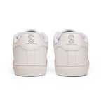 Women's White Leather Sneakers — Minimal Casual Low-Top Shoe with Subtle 'S' Logo