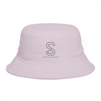 SparkyCA Bucket Hat in Orchid — front view flat lay with embroidered S logo