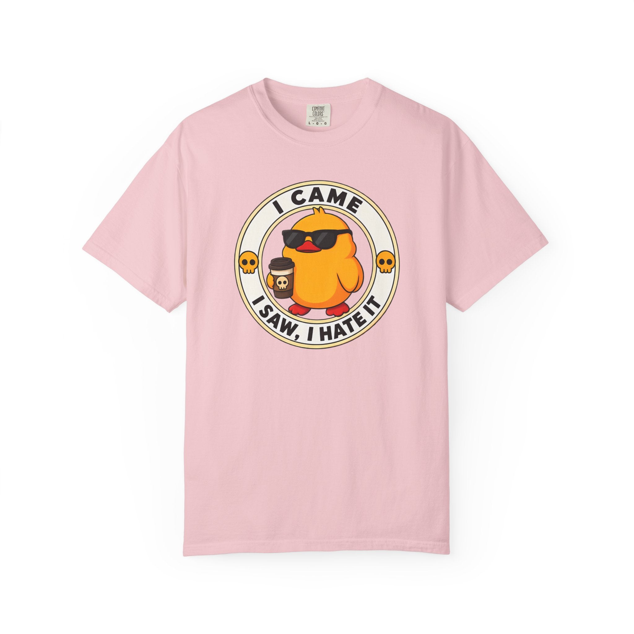I Came, I Saw, I Hate It Duck Tee in Blossom — front flat lay with graphic print