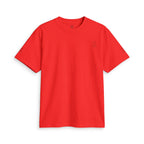 SparkyCA Logo Tee in Red — front flat lay with chest logo and matching sleeve print