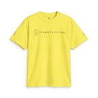 Yellow SparkyCA t-shirt, flat lay front view