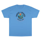 Wave Lover Ocean Soul Tee in Light Blue — front flat lay with graphic print