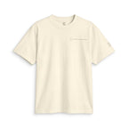 Cream (blonde) SparkyCA Designs active tee, flat lay front view