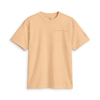 Khaki tan SparkyCA Designs active tee, flat lay front view