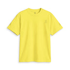SparkyCA Logo Tee in Yellow — front flat lay with chest logo and matching sleeve print