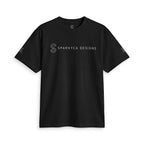 Black SparkyCA t-shirt, flat lay front view