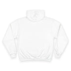 SparkyCA Champion hoodie in white, flat lay back view