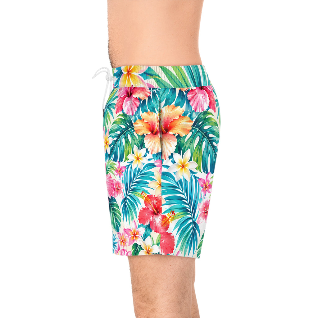 Tropical Hibiscus Swim Shorts — Men's Floral Beach Trunks