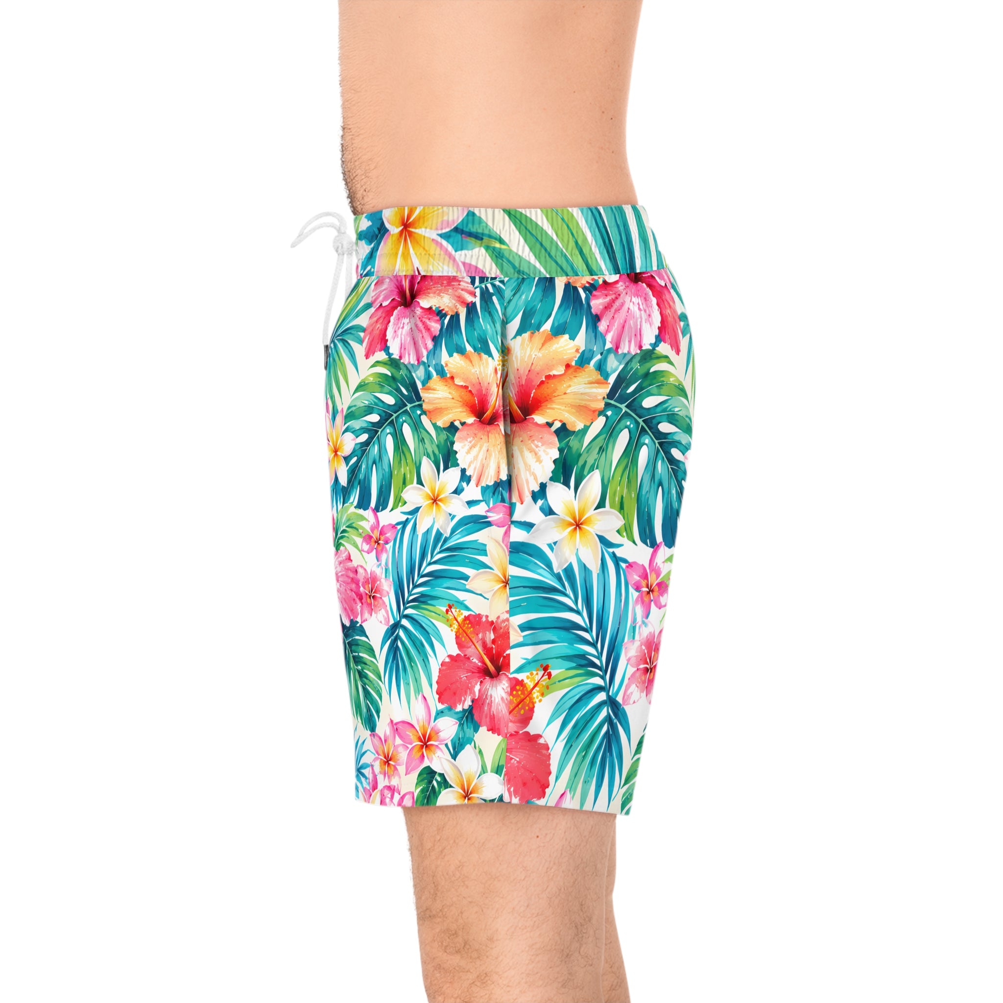 Tropical Hibiscus Swim Shorts — Men's Floral Beach Trunks