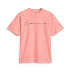 Coral pink SparkyCA t-shirt, flat lay front view