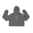 Women's Cropped Hoodie in Storm grey — flat lay with sleeves outstretched, embroidered S logo