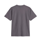 Back view of a charcoal grey Offline Skate or Die tee, plain back with small SparkyCA Designs logo on the sleeve.