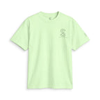 SparkyCA Designs Classic Crewneck Tee in Lime — front flat lay with chest logo