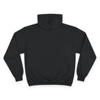 SparkyCA Champion hoodie in black, flat lay back view