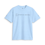 Sky blue SparkyCA t-shirt, flat lay front view