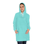 Hoodie Dress — Minimal Monogram Tunic for Women (Aqua)