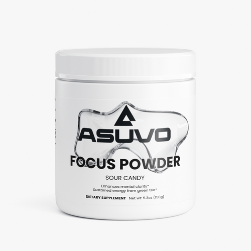 ASUVO Focus Powder (Sour Candy) jar, front label view