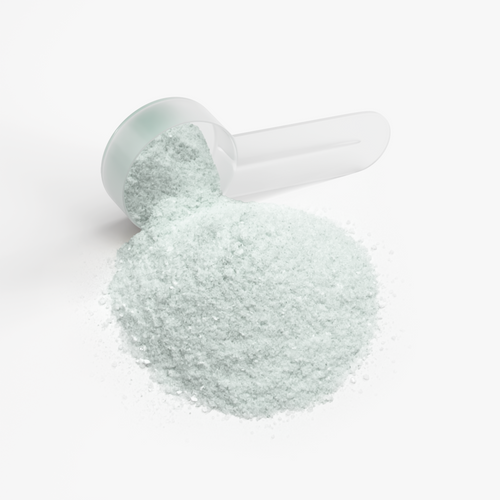 ASUVO Focus Powder (Sour Candy) jar with a small pile of powder beside it