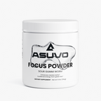 ASUVO Focus Powder (Sour Gummi Worm) jar, front label view