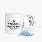 Two ASUVO Focus Powder (Sour Gummi Worm) jars, stacked product photo