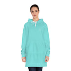 Hoodie Dress — Minimal Monogram Tunic for Women (Aqua)