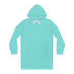 Hoodie Dress — Minimal Monogram Tunic for Women (Aqua)