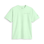 Pale mint green SparkyCA Designs active tee, flat lay front view