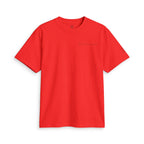 Red SparkyCA Designs active tee, flat lay front view