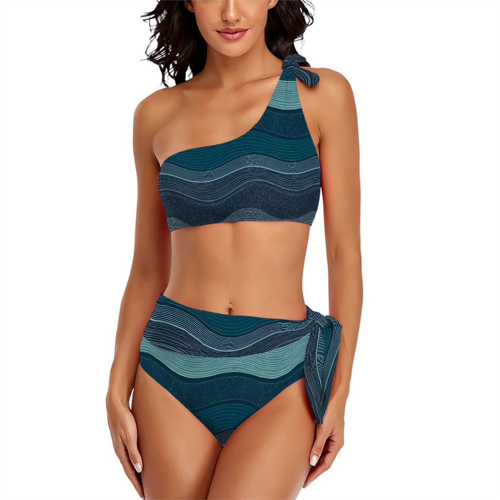 One-Shoulder Tie High-Waisted Bikini