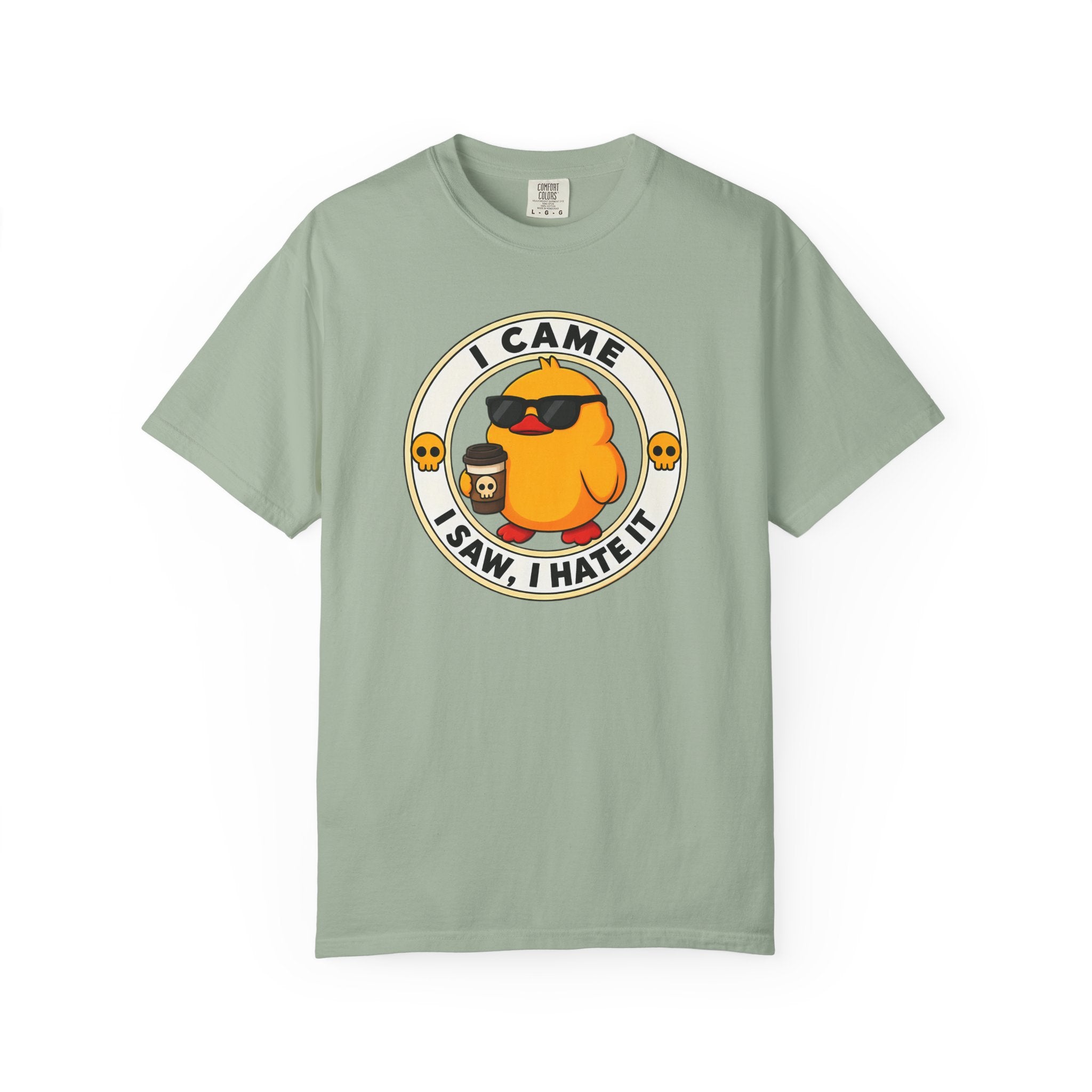 I Came, I Saw, I Hate It Duck Tee in Bay — front flat lay with graphic print