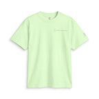 Lime green SparkyCA Designs active tee, flat lay front view