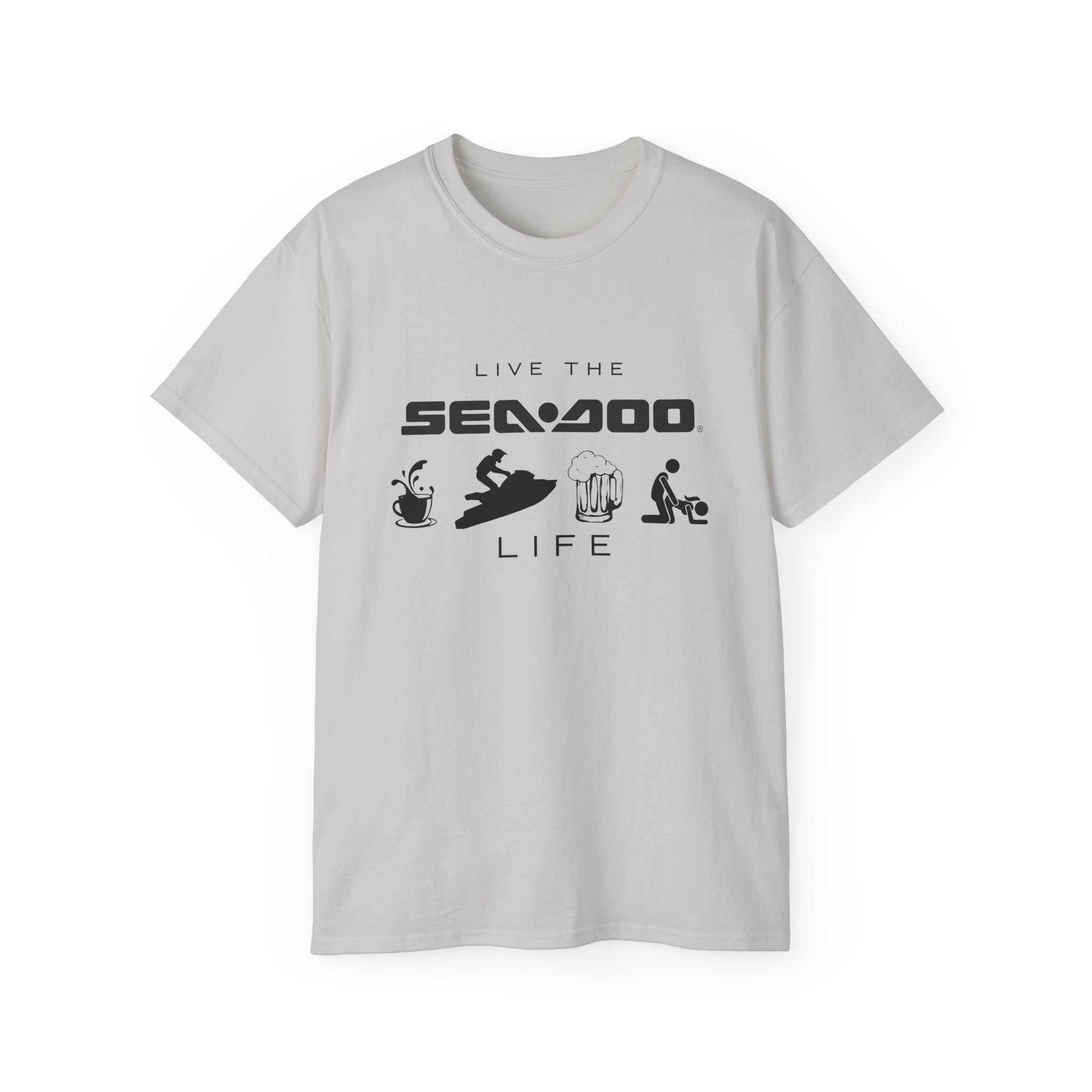 Live the Sea-Doo Life Tee in Ice Grey — front view flat lay