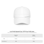 Low-Profile Baseball Cap size chart — one size, 22.83 in / 58 cm circumference