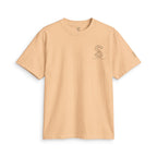SparkyCA Designs Classic Crewneck Tee in Khaki — front flat lay with chest logo