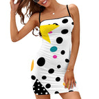 Spaghetti Strap Bodycon Mini Dress — Modern Graphic Print