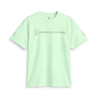 Pale sage green SparkyCA t-shirt, flat lay front view