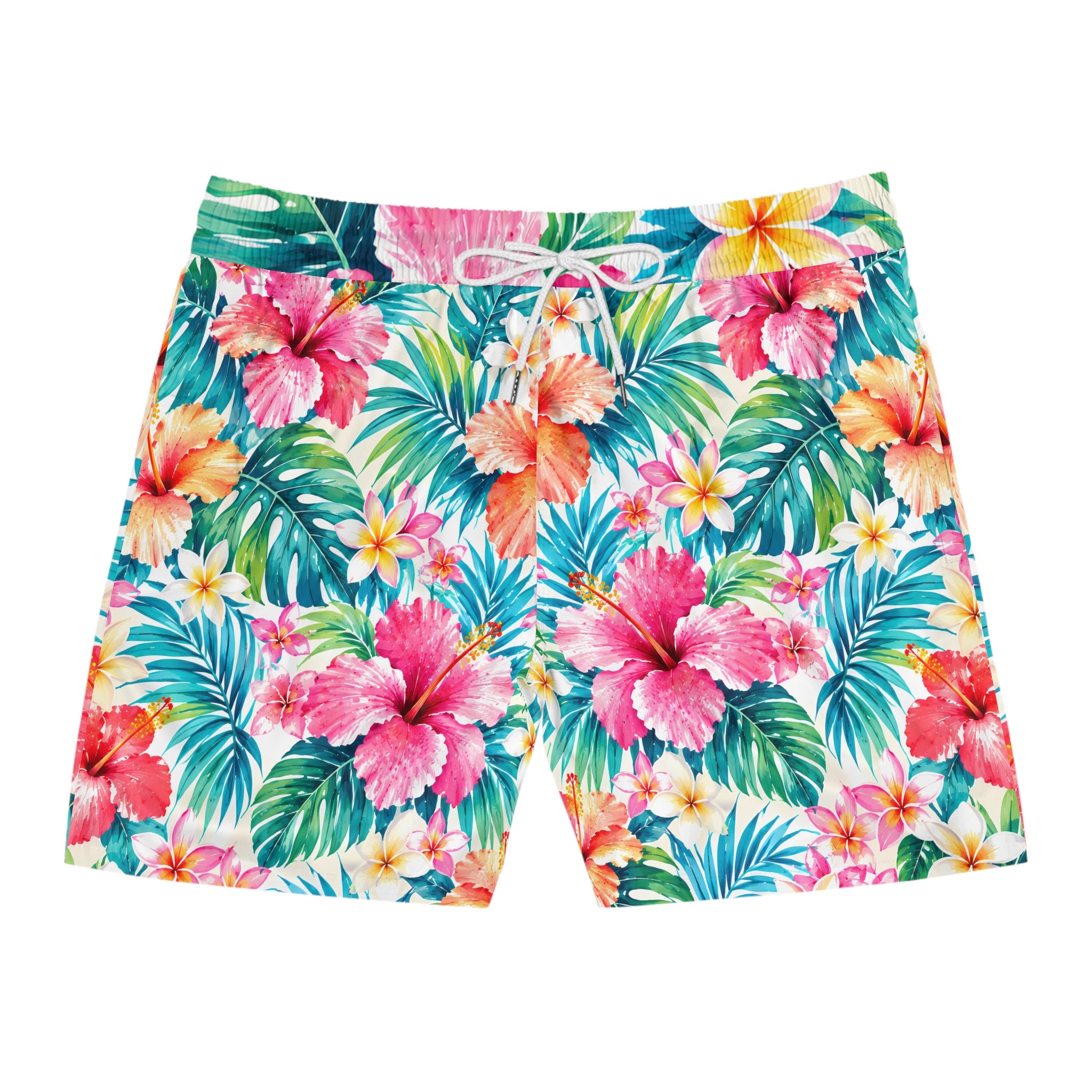 Tropical Hibiscus Swim Shorts — Men's Floral Beach Trunks