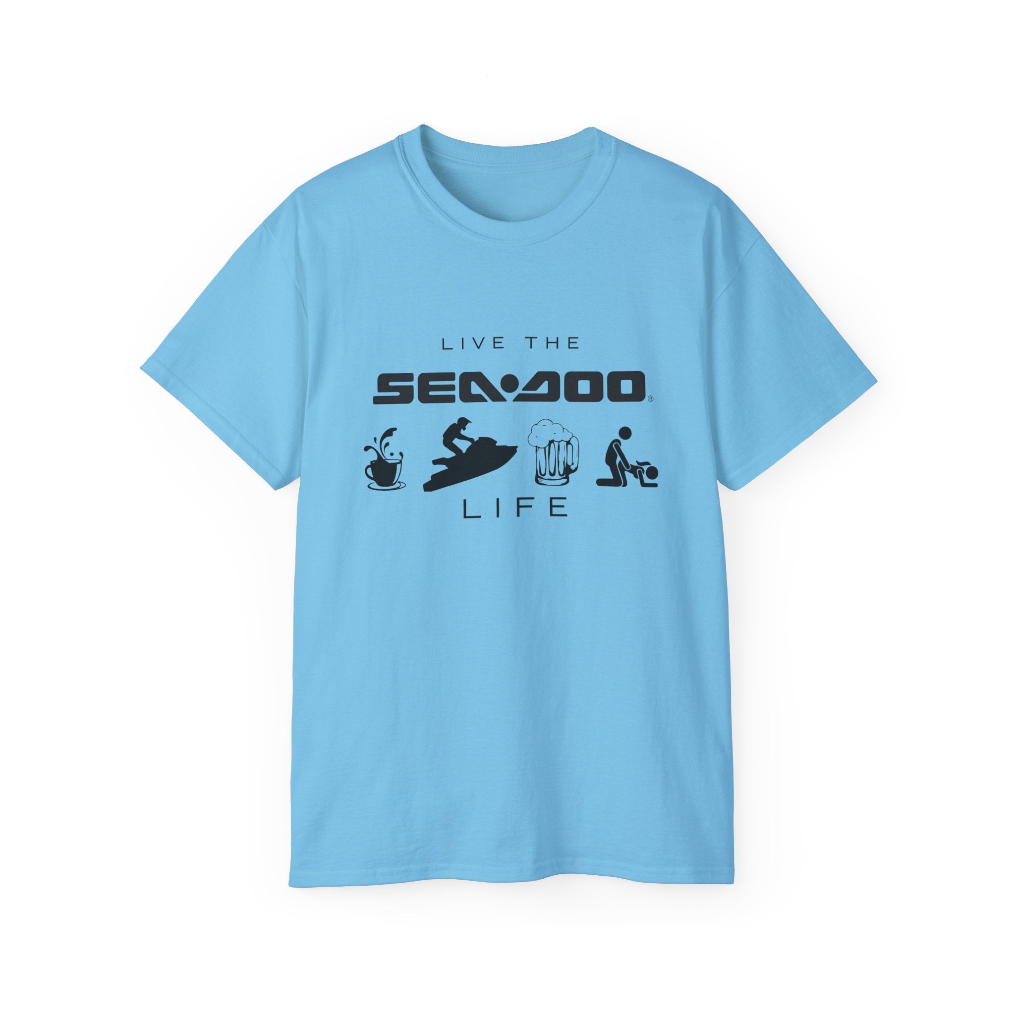 Live the Sea-Doo Life Tee in Sky blue — front view flat lay
