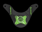 3D render of the black Sea-Doo Spark gas can bracket with the green flag mount attached on top