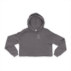 Women's Cropped Hoodie in Storm grey — front view flat lay with embroidered S logo